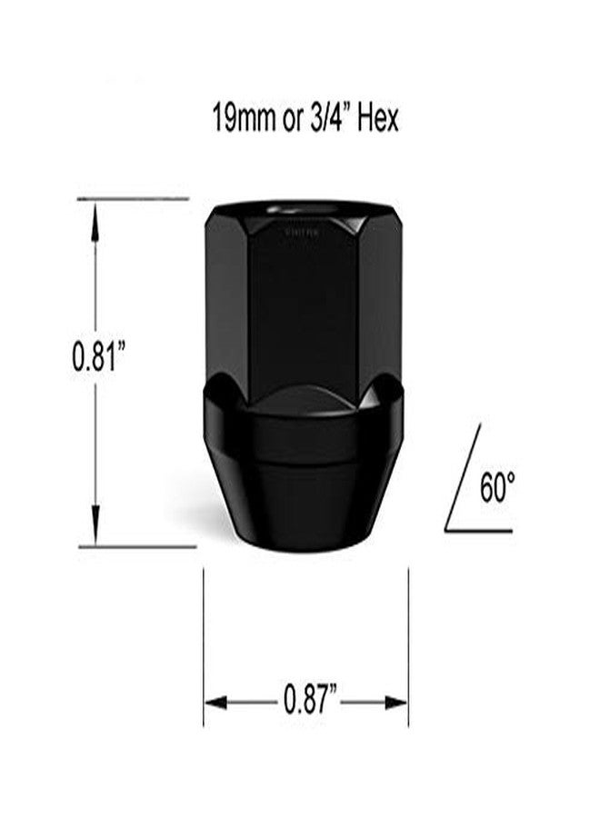 StanceMagic 20pcs Black Open End Lug Nuts - Metric 12x1.5 Thread Size - 0.81" Length - Cone Conical Taper Acorn Seat - 19mm 3/4" Hex Head - Compatible with Many Acura Honda Lexus Kia Mazda Mitsubishi Toyota - Image 3